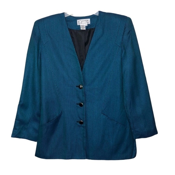 Vintage - ATRIUM COLLECTION - Button Front Blazer Shoulder Pads Pockets Size 10 - Picture 4 of 8